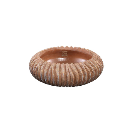 Revil Koperen Cementpot Rond met strepen laag Medium  PTMD