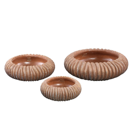 Revil Koperen Cementpot Rond met strepen laag Medium  PTMD