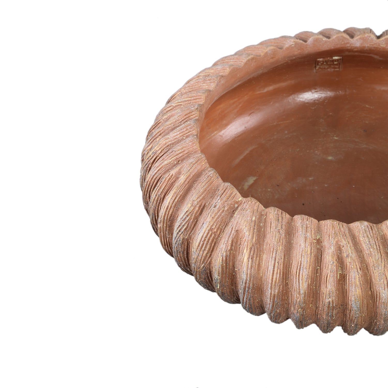 Revil Koperen Cementpot Rond met strepen laag Large PTMD