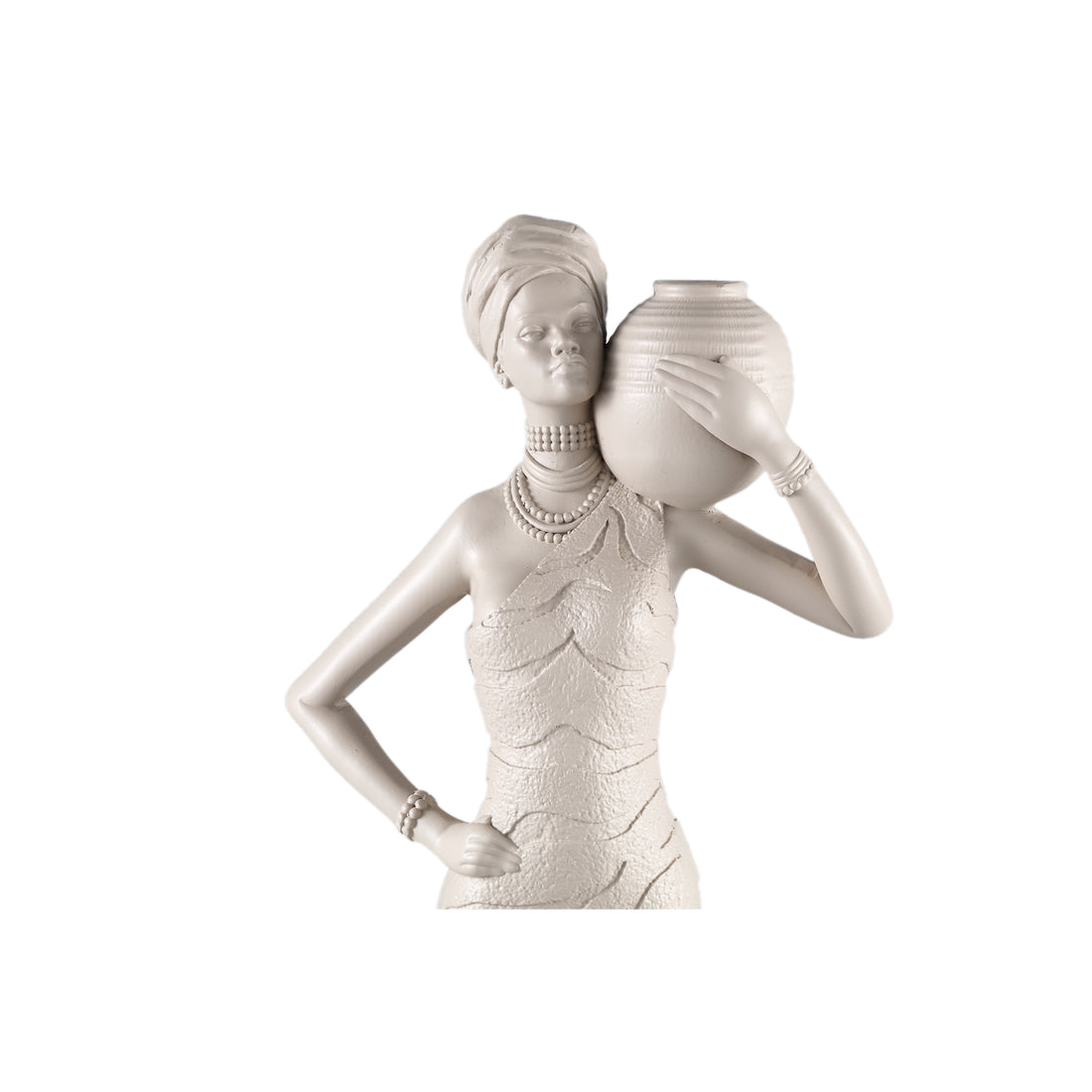Rafah Clay Poly Woman Statue Holding Pot Shoulder PTMD