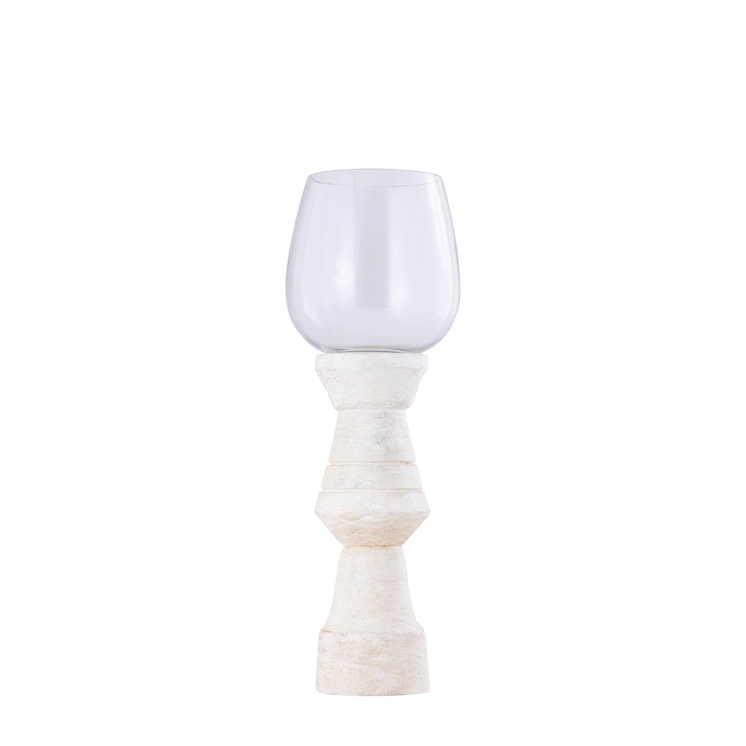 Windlicht Qez Mangohout Crème Bundel van 3 PTMD