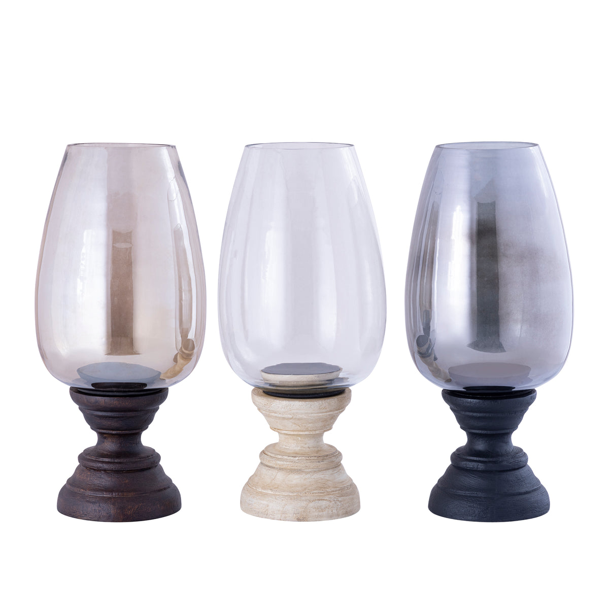 Windlicht Qez Mangoholz Schwarz XL Ø20x44cm PTMD