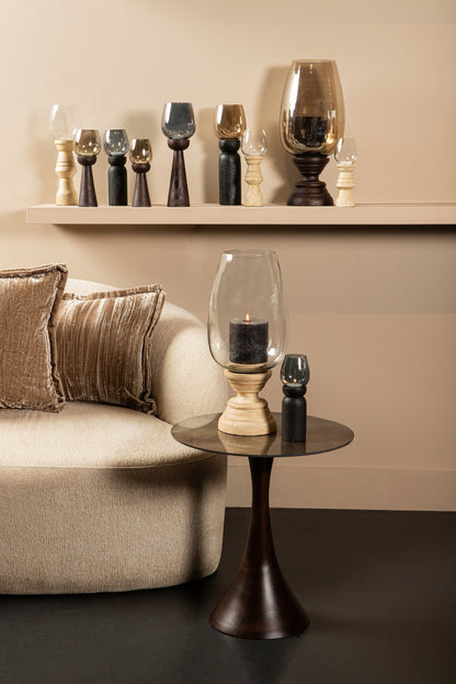 Windlicht Qez Mangoholz Schwarz XL Ø20x44cm PTMD