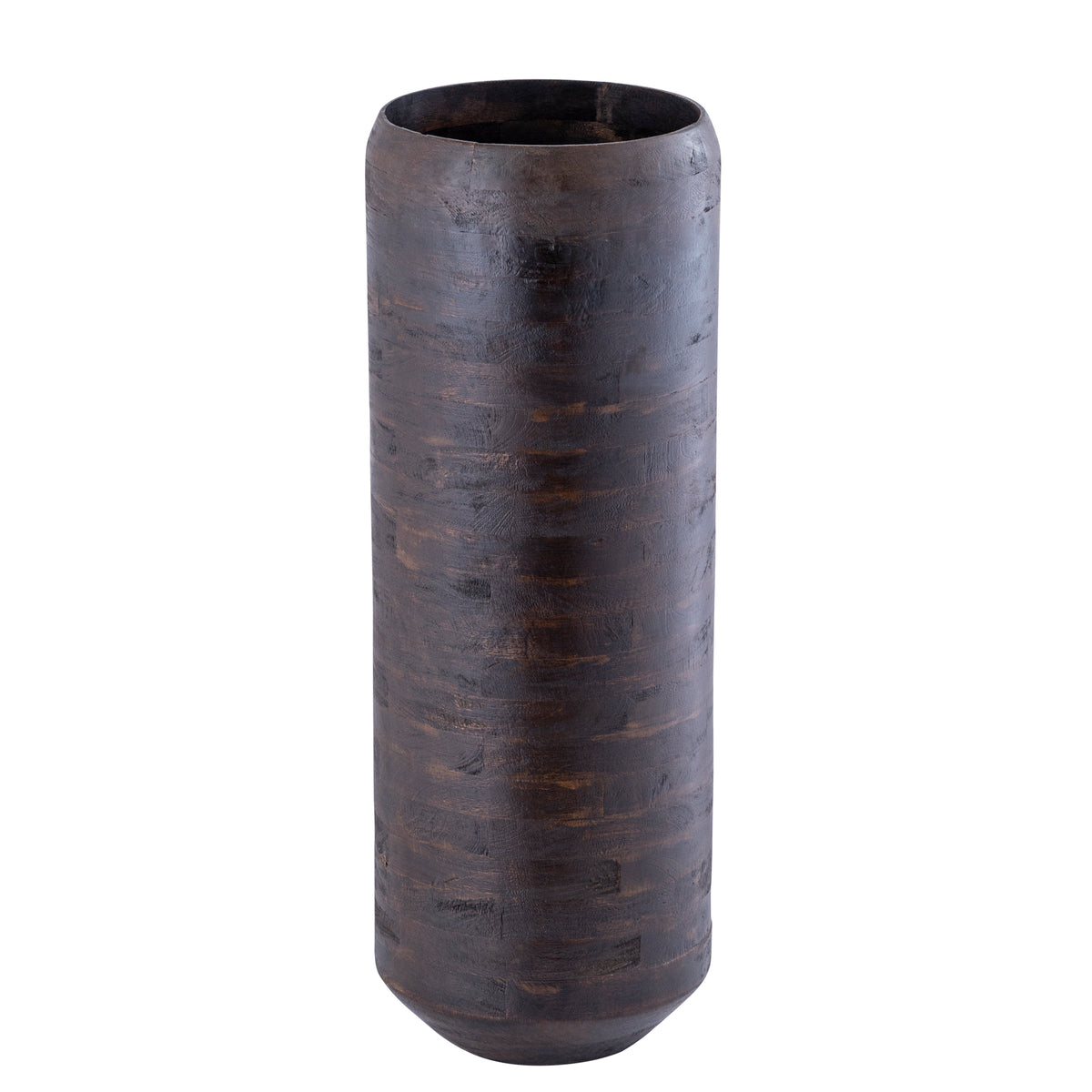 Gerd Brown Mango Wood Pot Rounded Border L Dia30cmxH84cm PTMD