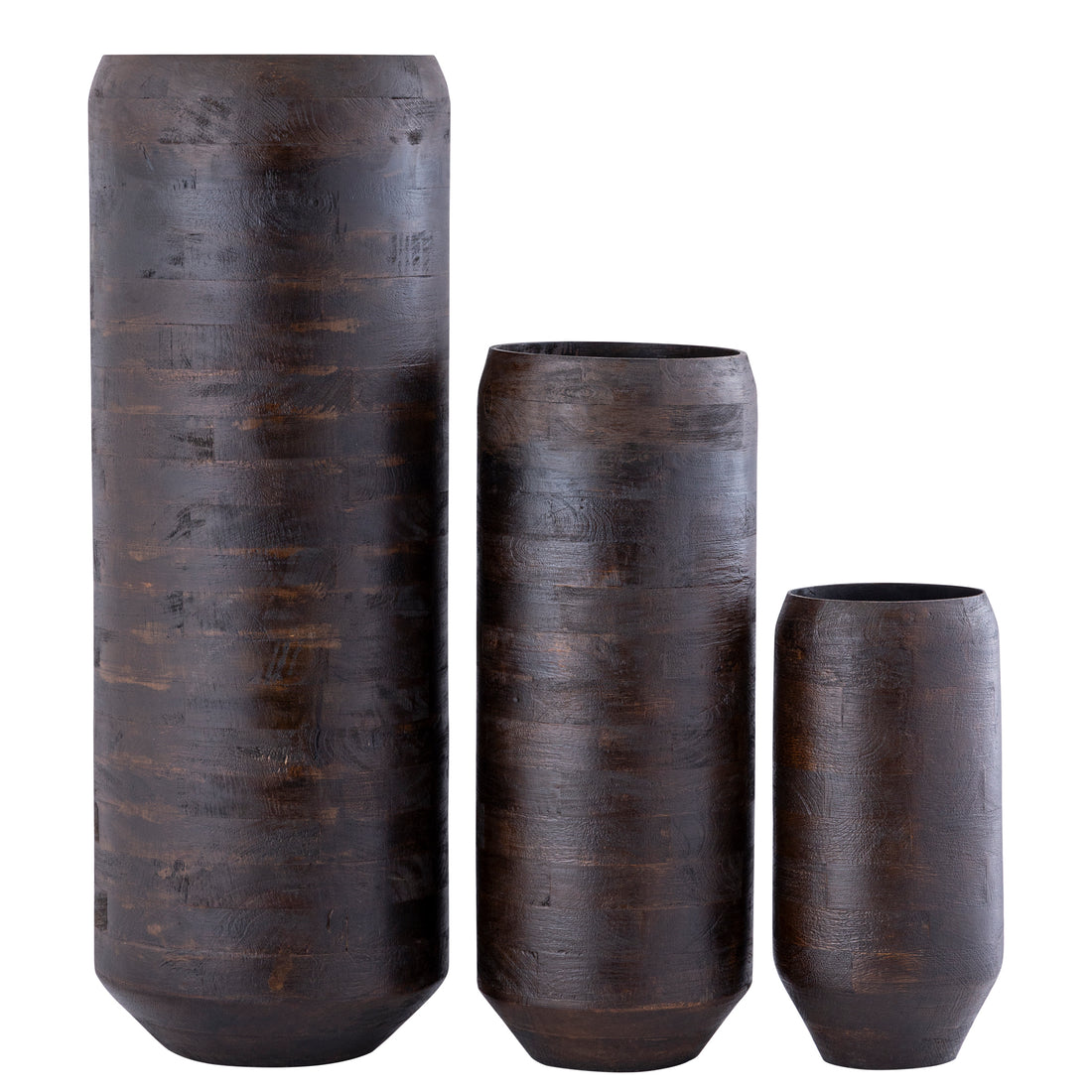 Gerd Brown Mango Wood Pot Rounded Border L Dia30cmxH84cm PTMD