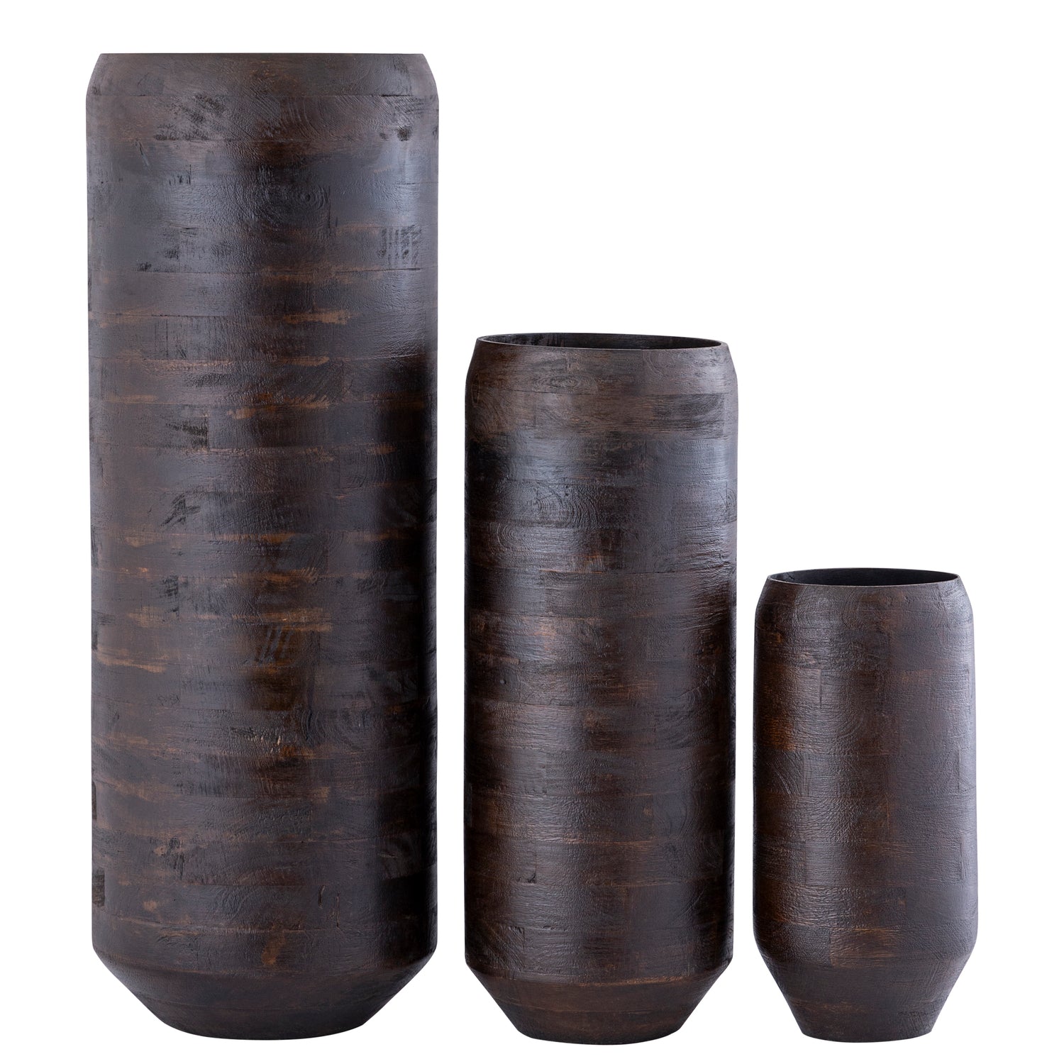 Gerd Brown Mango Wood Pot Rounded Border S Dia 20cmxH40cm PTMD