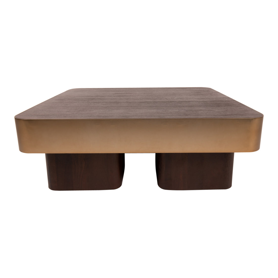 Warren Coffee Table 90x90x31 brown wood gold metal PTMD