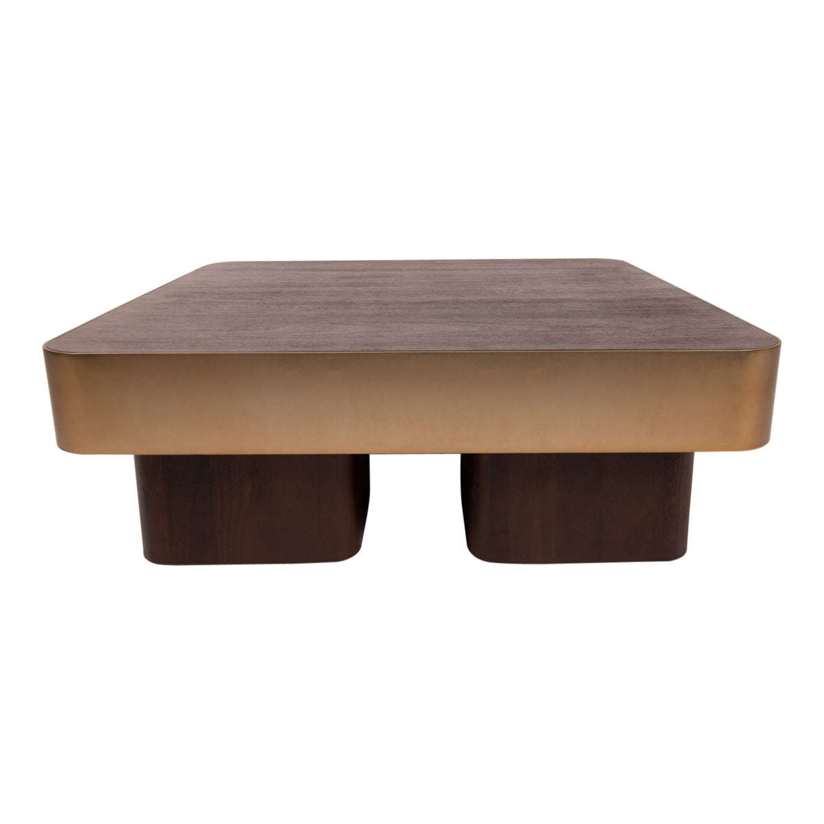 Warren Coffee Table 90x90x31 brown wood gold metal PTMD