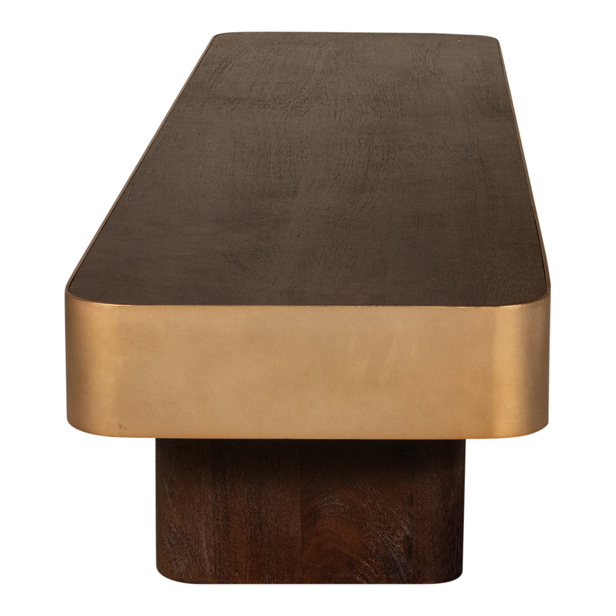 Warren Couchtisch Braunes Holz mit Gold-Metall PTMD