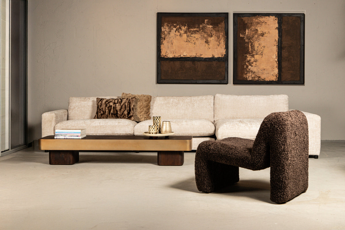 Warren Couchtisch Braunes Holz mit Gold-Metall PTMD