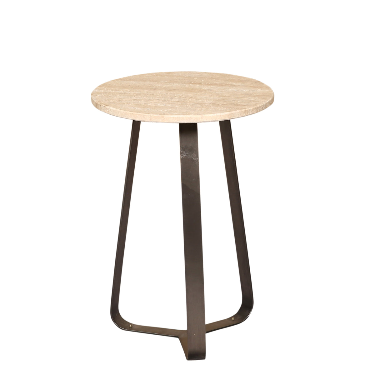 Bijzettafel Micka Zwart Travertine Rond Small PTMD