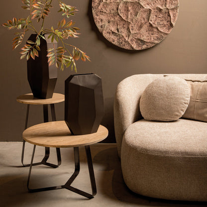 Bijzettafel Micka Zwart Travertine Rond Small PTMD