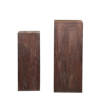 Riko Brown Mango Wood Wavy Carved Pedestal SV2 PTMD