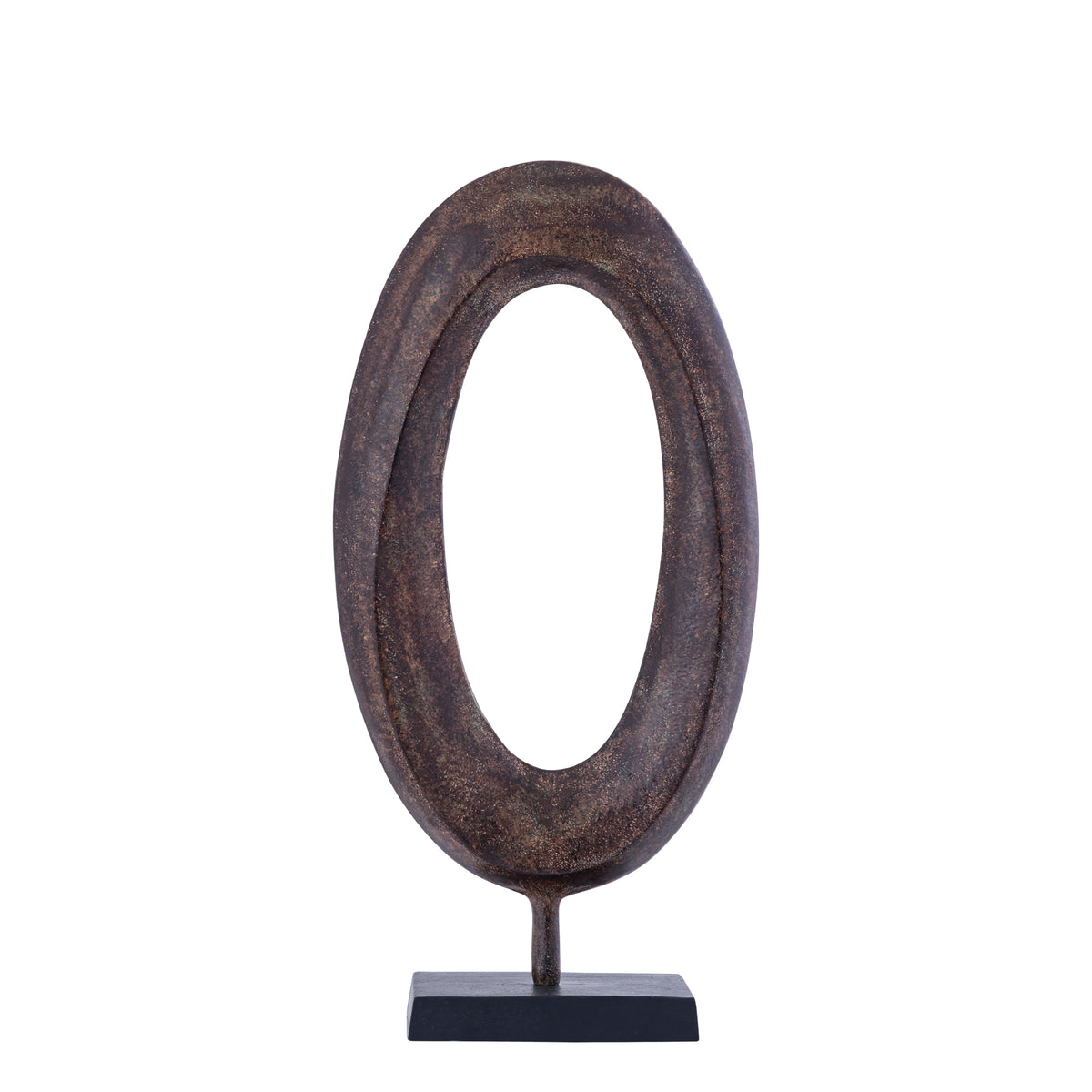 Rhubie Brown oval alu casted statue on base long PTMD