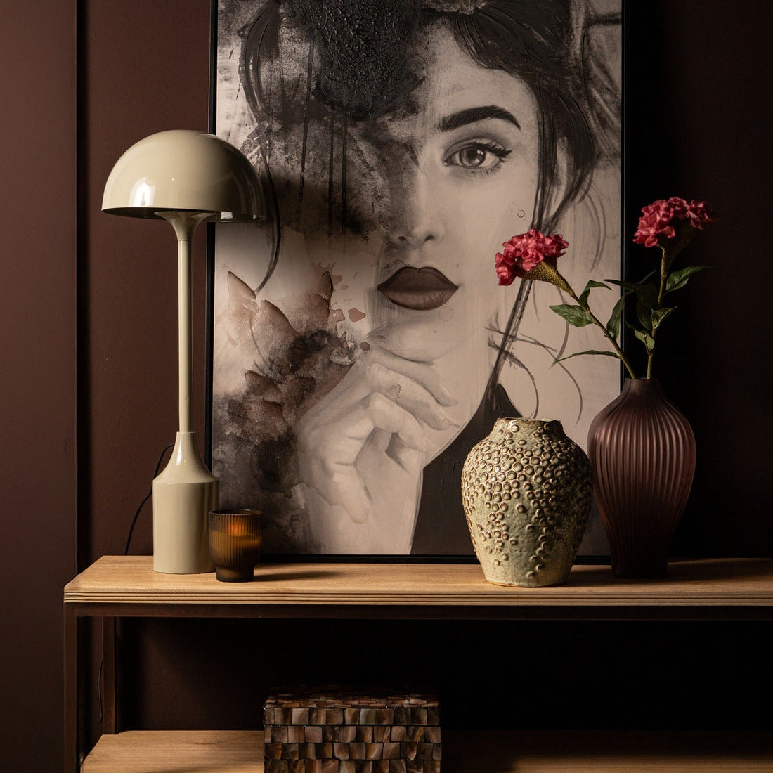 Tanaiya Cream Round Iron Table Lamp Round Cap PTMD