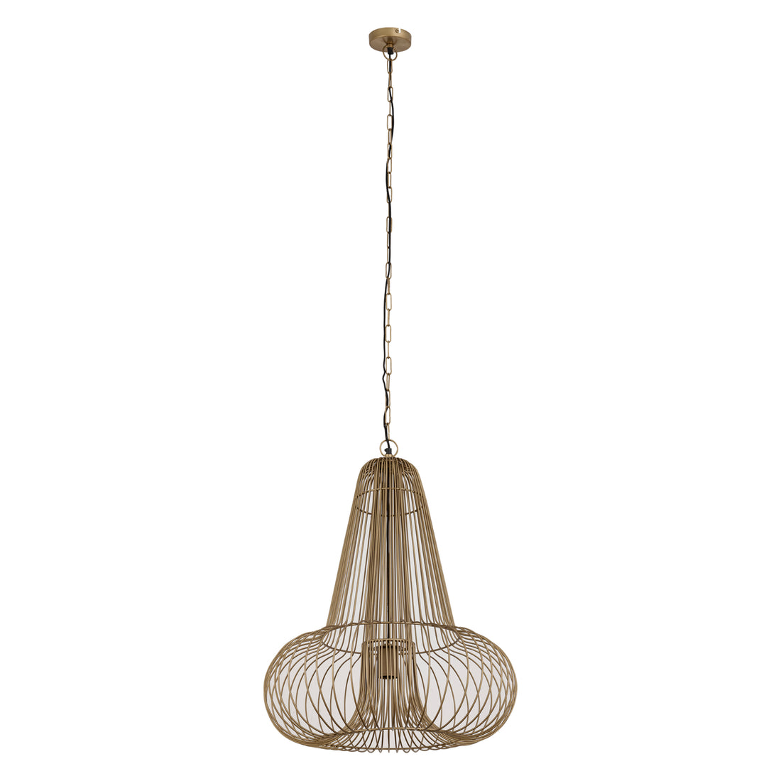 Aluesi Antique Brass Iron Wired Hanging Lamp PTMD