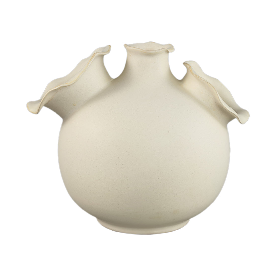 Vaas Umme Creme Rond Glanzend Keramiek Wavy Rand Medium PTMD