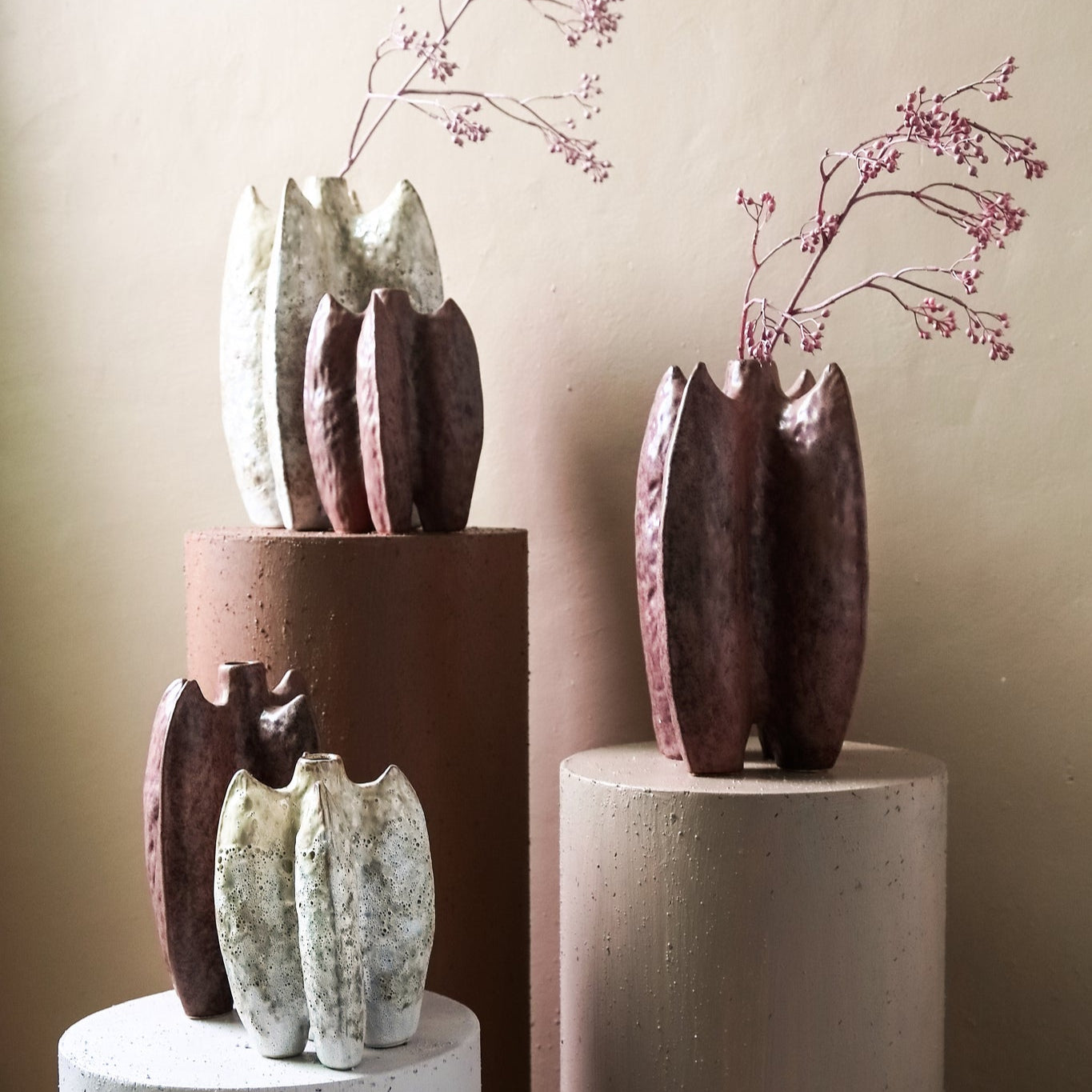 Shareece Cream Ceramic Shaped Vase Large Dia19.5 x H36cm PTMD