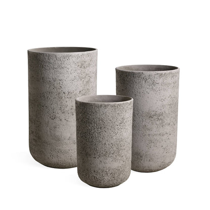 Deliahe Grey GRC Pot Round High Set Of 3 PTMD