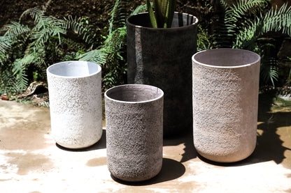 Deliahe Grey GRC Pot Round High Set Of 3 PTMD