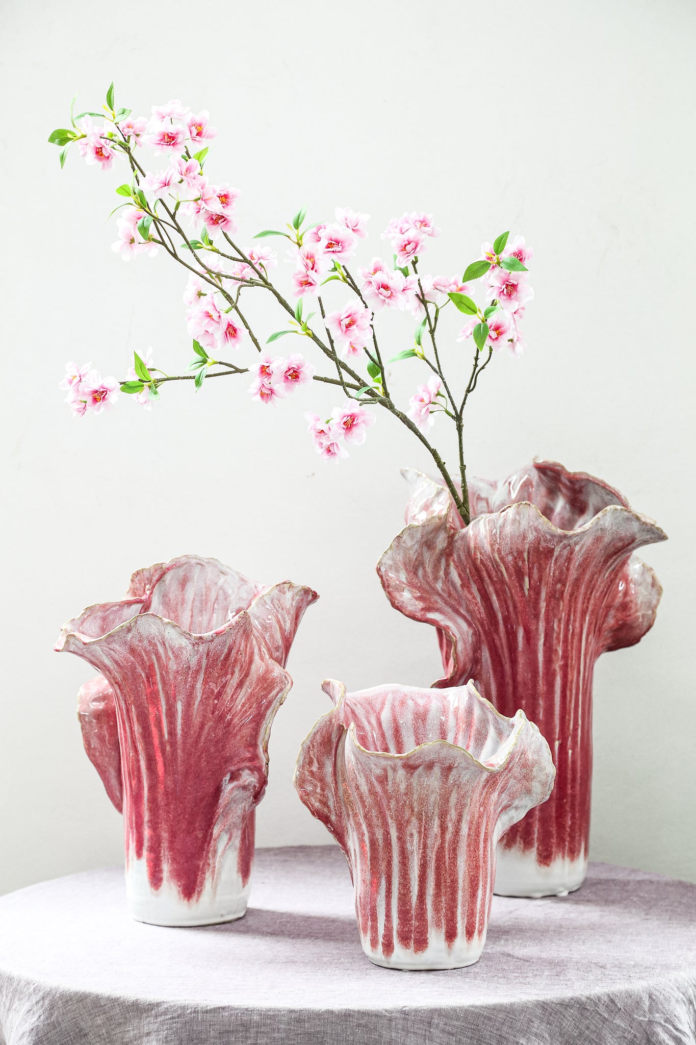 Chinese Kool Vaas Swing Roze Keramiek Small PTMD