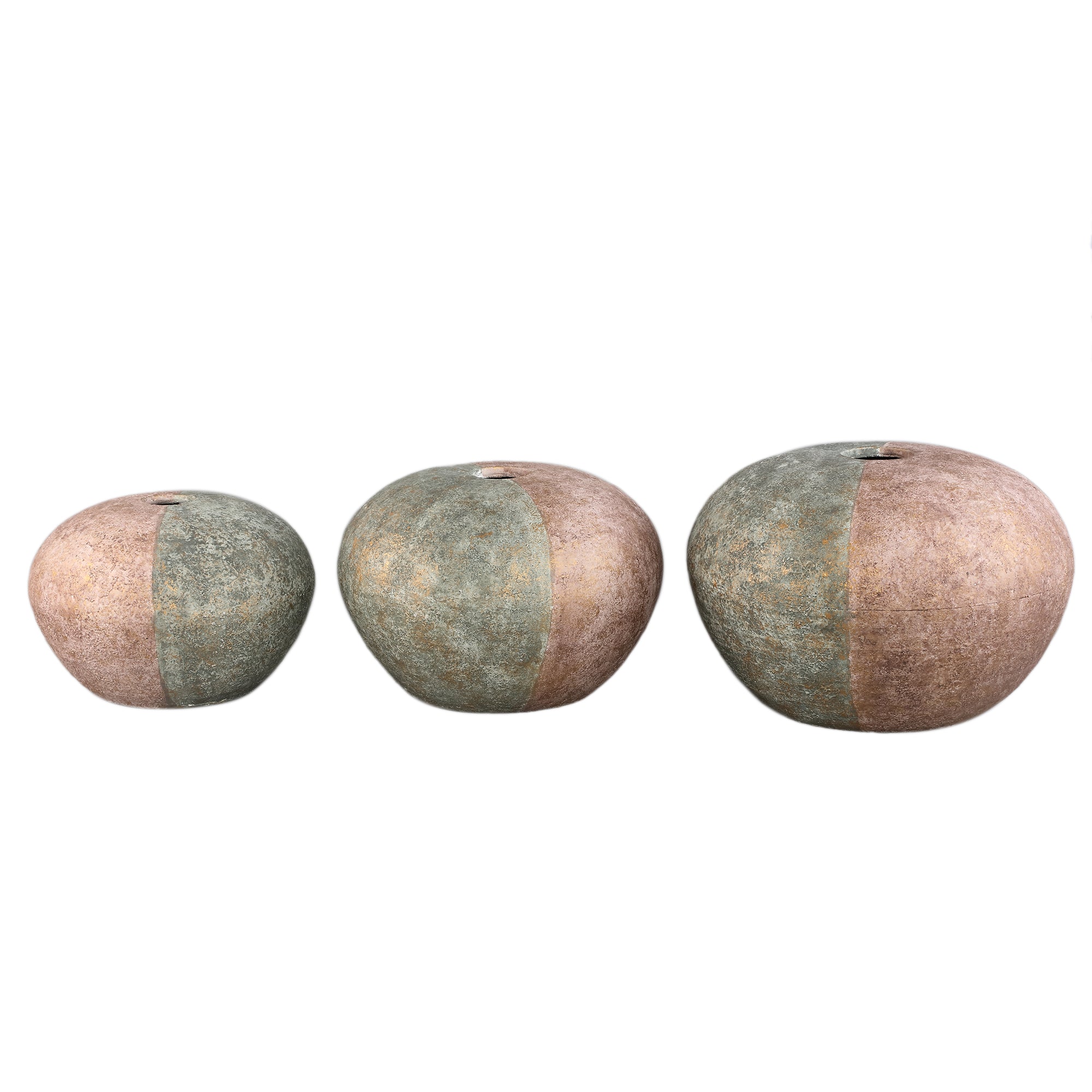 Chareece Cement Vaas Grijs Half Bruin Rond L Ø40xH27cm PTMD