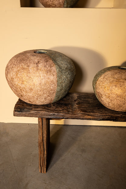 Chareece Cement Vaas Grijs Half Bruin Rond S Ø30xH20cm PTMD