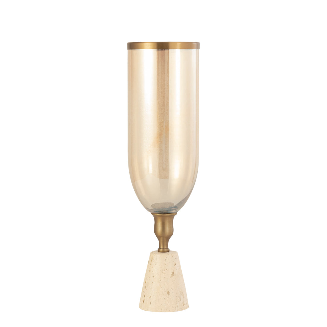 Tadh Brass glass stormlight travertin base round L PTMD