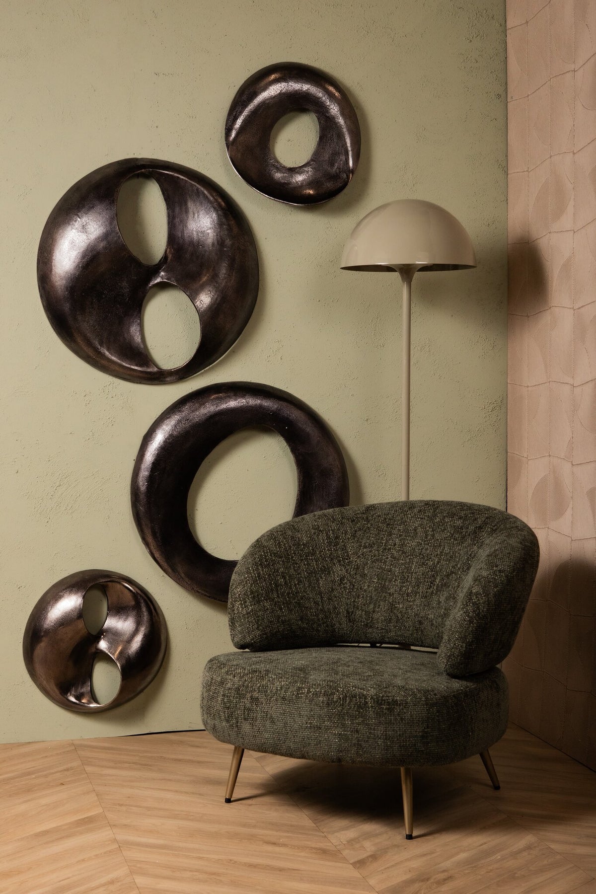Wandpaneel Deuie - 70x10x70 cm - Aluminium - Silber PTMD