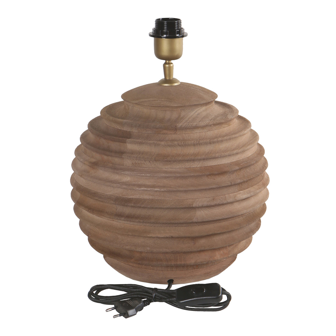 Roven Natural mango wood ribbed table lamp base PTMD