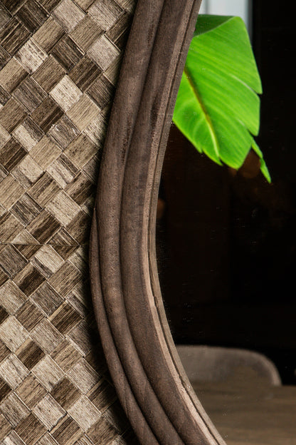 Santin Brown mango wood organic triangle Spiegel PTMD
