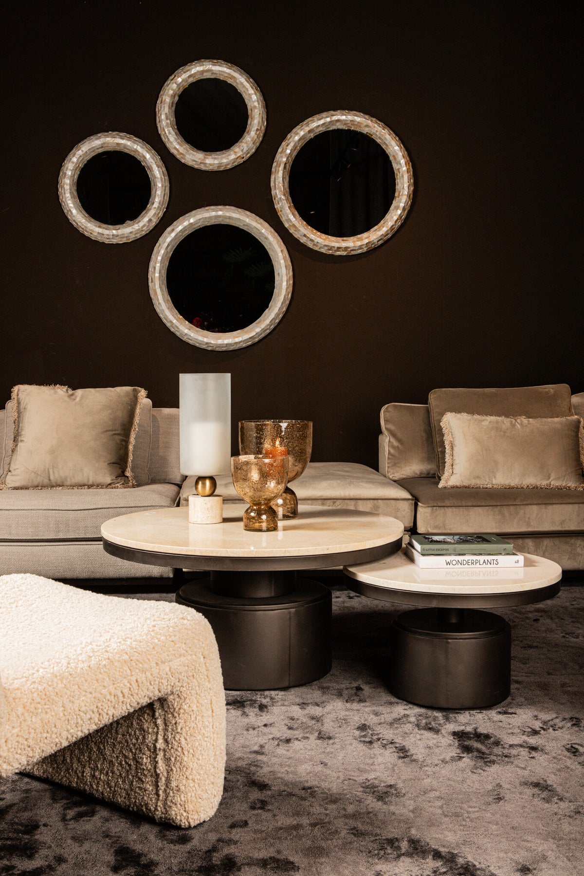 Bregt Couchtisch niedrig beige Marmor PTMD