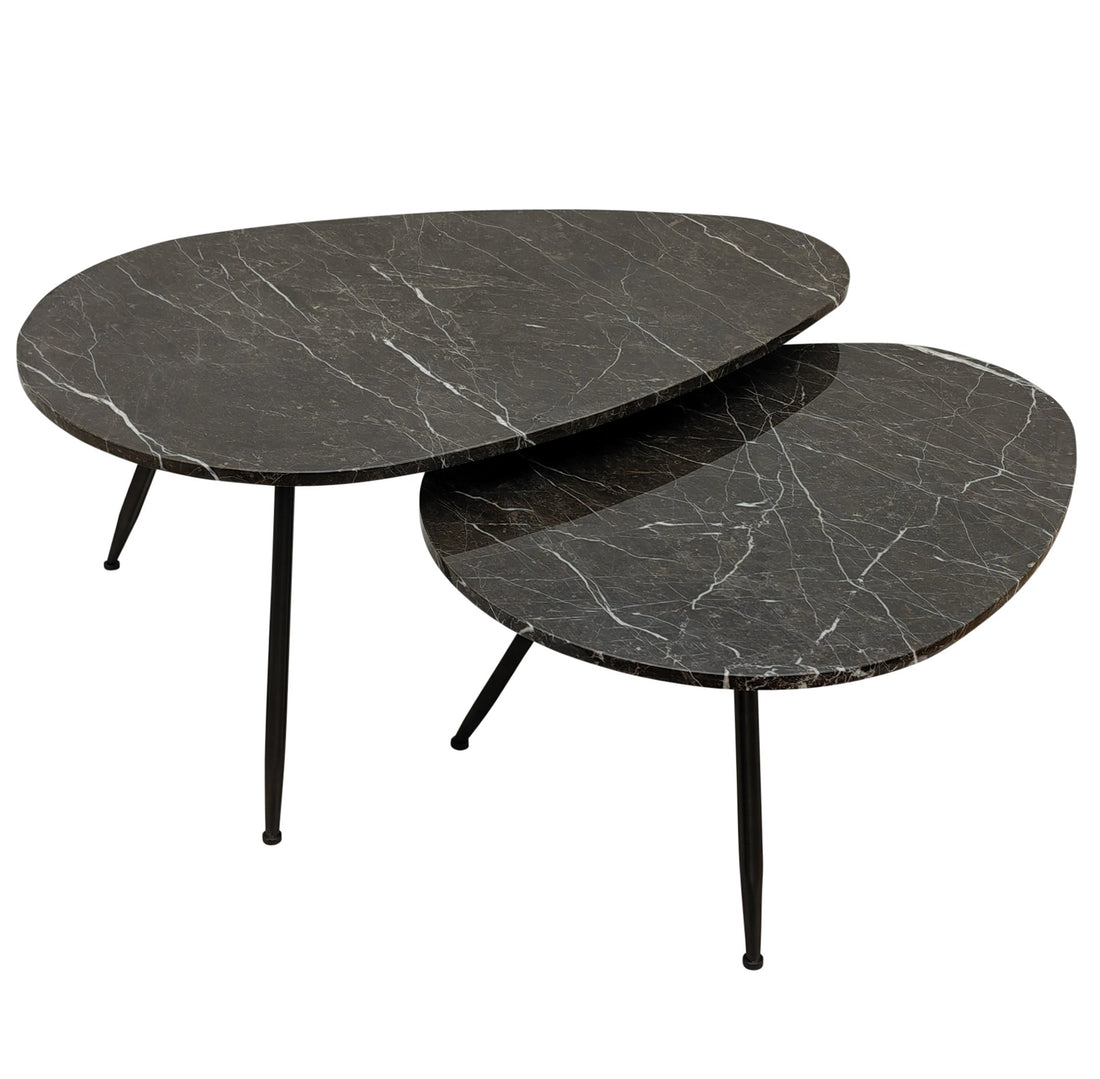Couchtisch Veria Brauner Marmor Set aus 2 PTMD