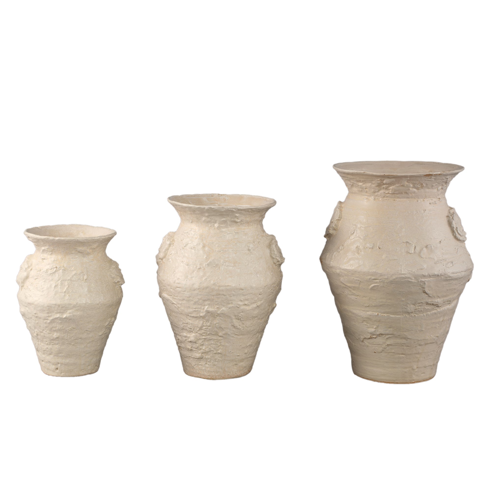 Pot Leandra Beige Ronde Keramische Ruwe Structuur Medium PTMD