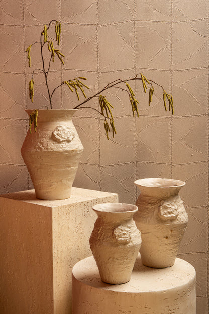Pot Leandra Beige Ronde Keramische Ruwe Structuur Medium PTMD