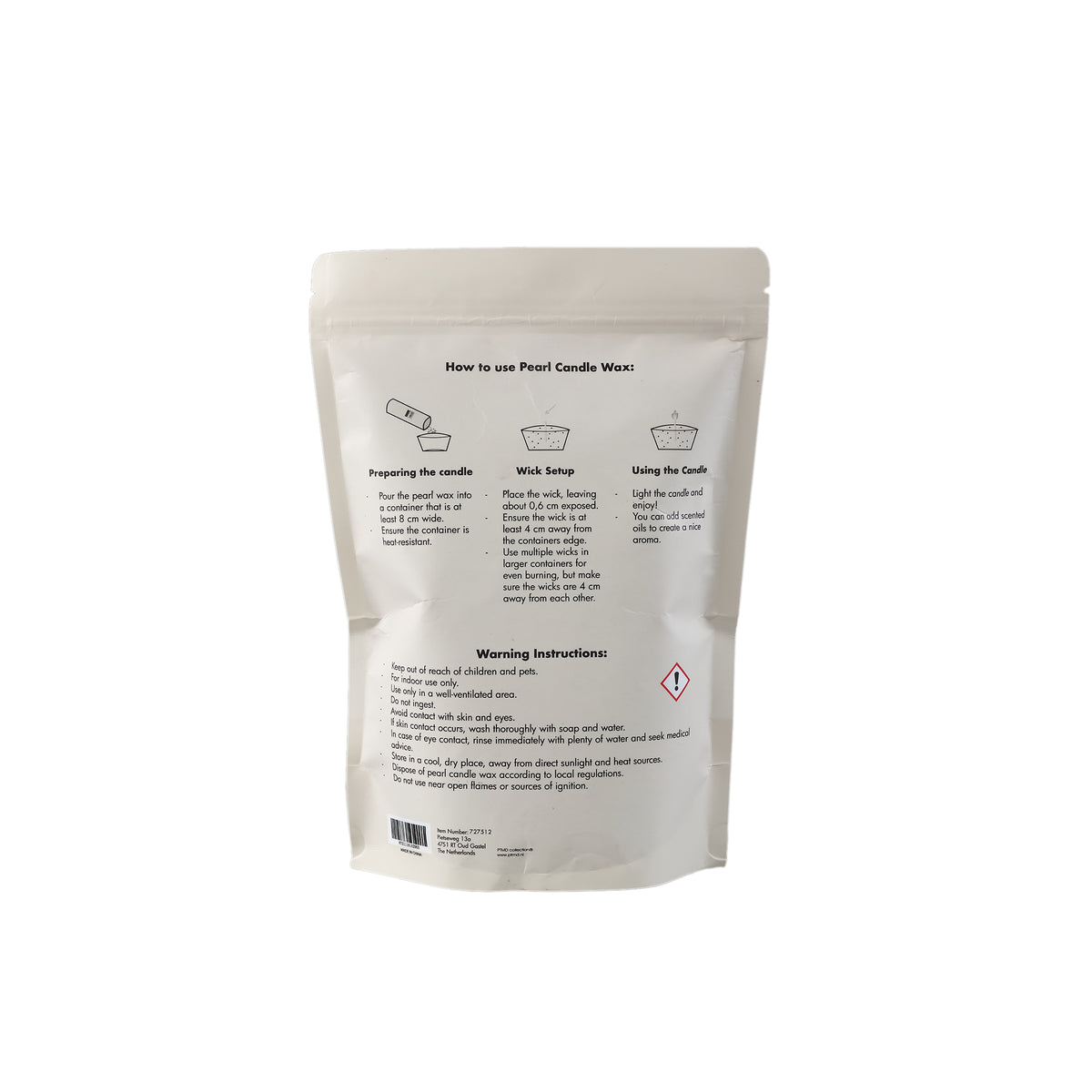 PTMD Pearl Candle Wax 500 gram Warm Grijs + Candle Wax Wick Box