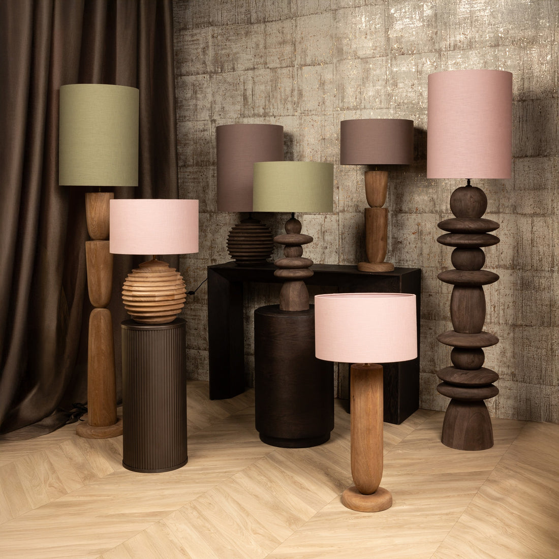 Lampenkap Rivvo - 40x40x24 cm - Katoen - Roze
