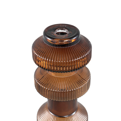 Galinda Bruine Geribbelde Glazen Kandelaar Small PTMD