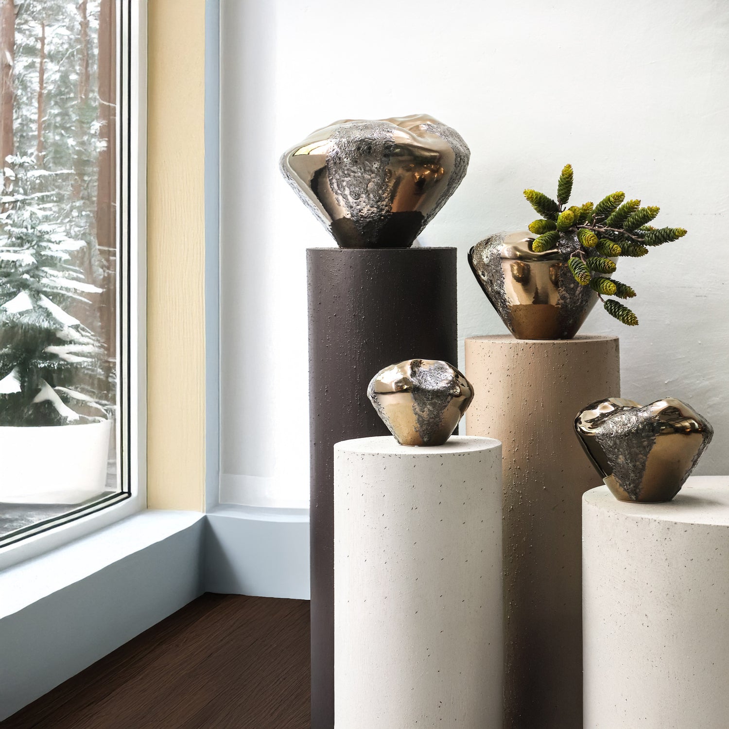 Vaas Rubi Bronzen Keramische Onregelmatige Vaas XL PTMD