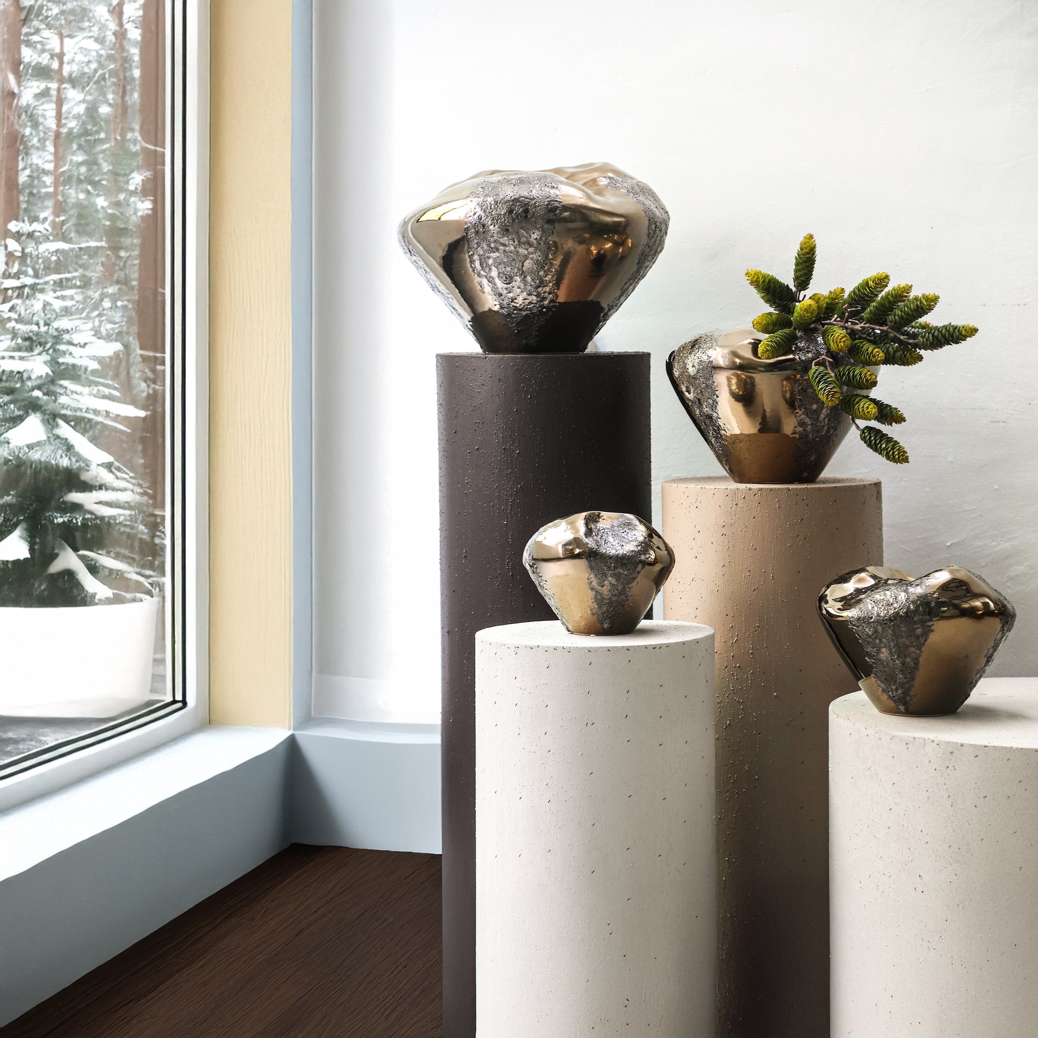 Vaas Rubi Bronzen Keramische Onregelmatige Vaas XL PTMD