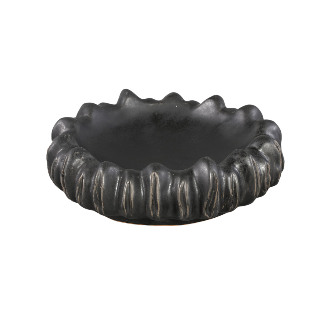 Schaal Luci Zwart Keramiek Ribbel Rond PTMD
