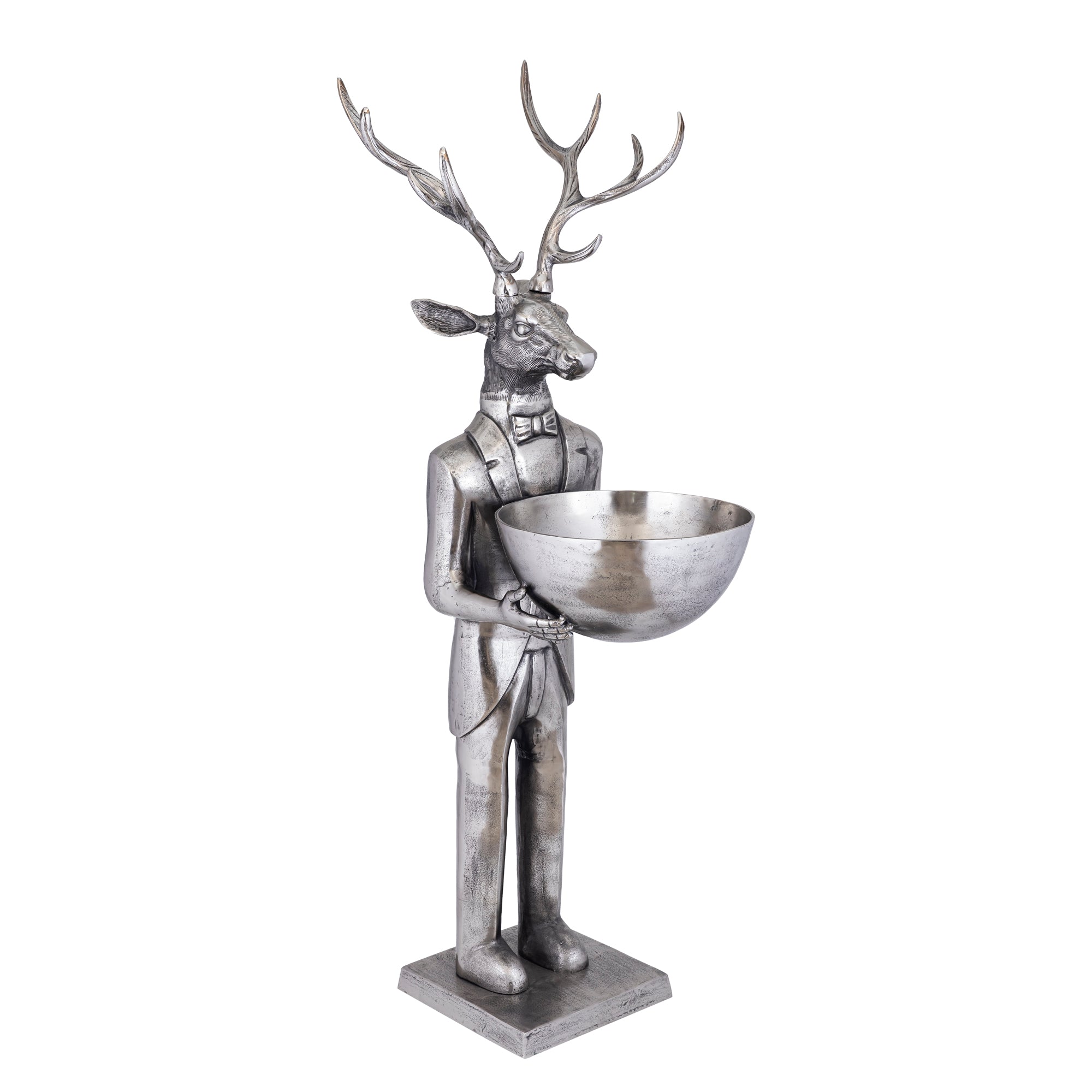 Rendier Beeld met Schaal Gun Metal 192cm Large PTMD