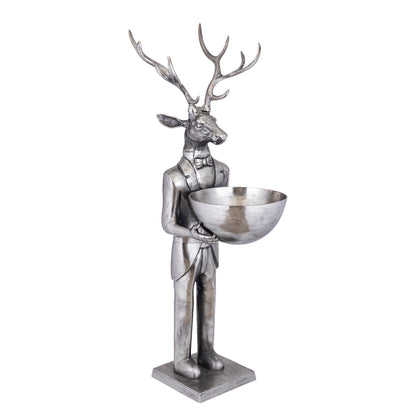 Rendier Beeld met Schaal Gun Metal 192cm Large PTMD