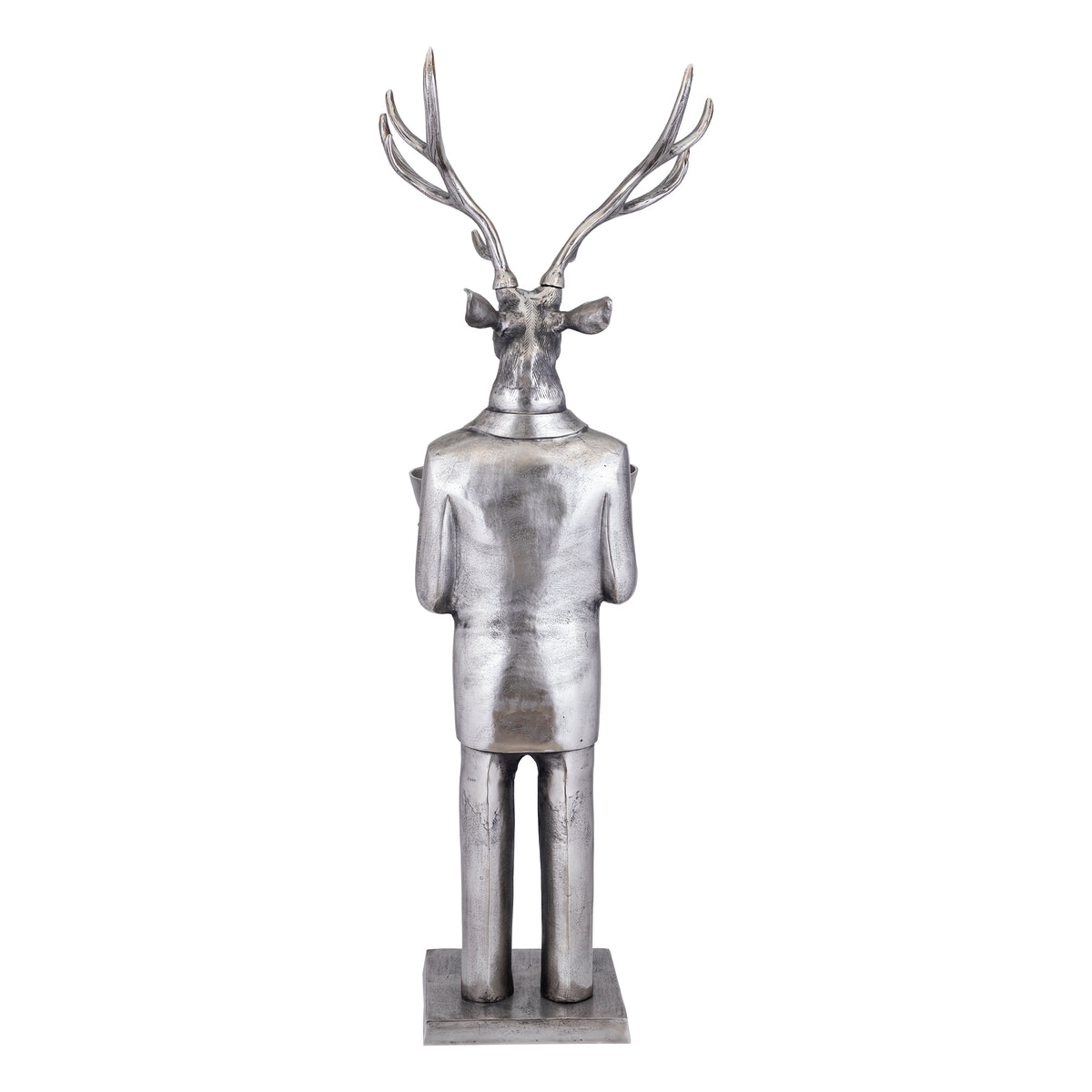 Rentierfigur mit Schale Gun Metal 192cm Large PTMD