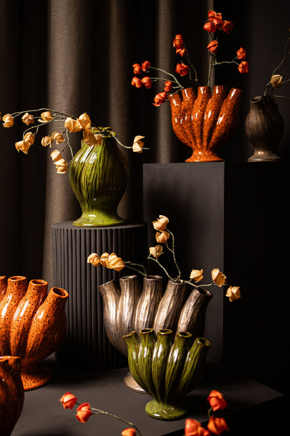 Gylian Orange Tubes Shaped Ceramic Vase L 33 x 17.5 x 30cm PTMD