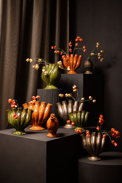 Gylian Green Tubes Shaped Ceramic Vaas L 33x 17.5x 30cm PTMD