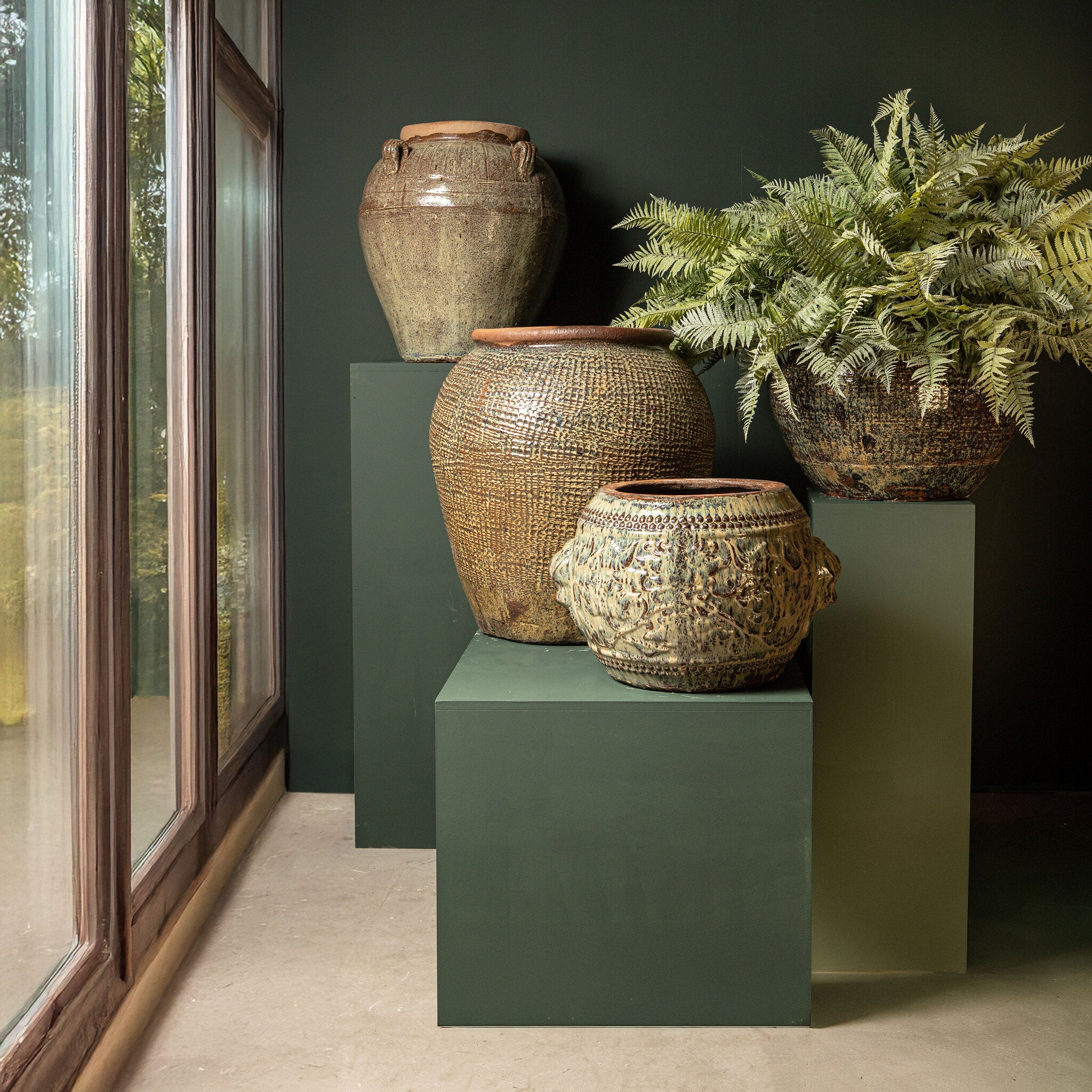 Pot Lisie Naturel Blauw Keramiek Dragon Patroon PTMD