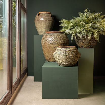 Pot Lisie Naturel Blauw Keramiek Dragon Patroon PTMD