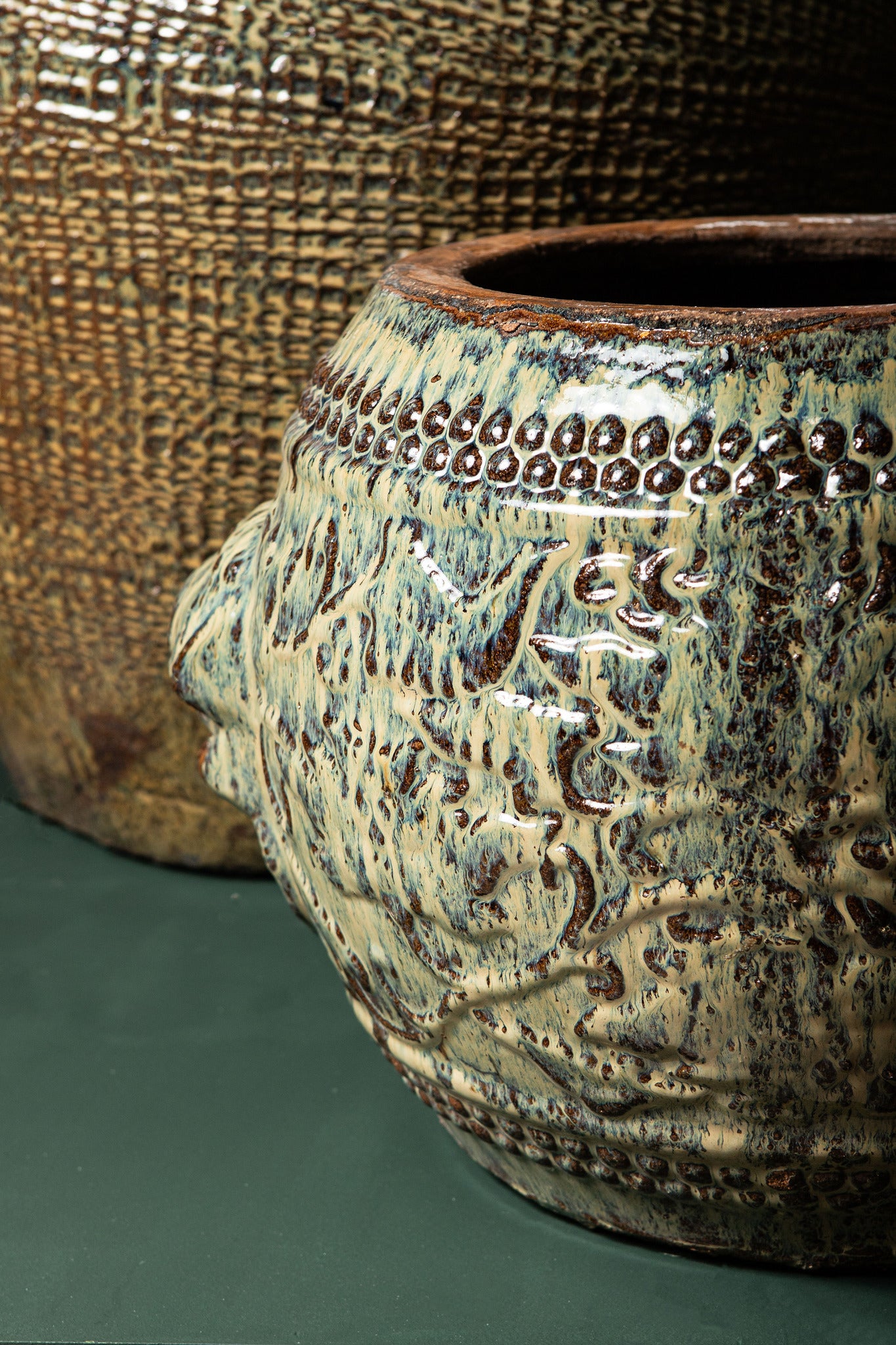 Pot Lisie Naturel Blauw Keramiek Dragon Patroon PTMD