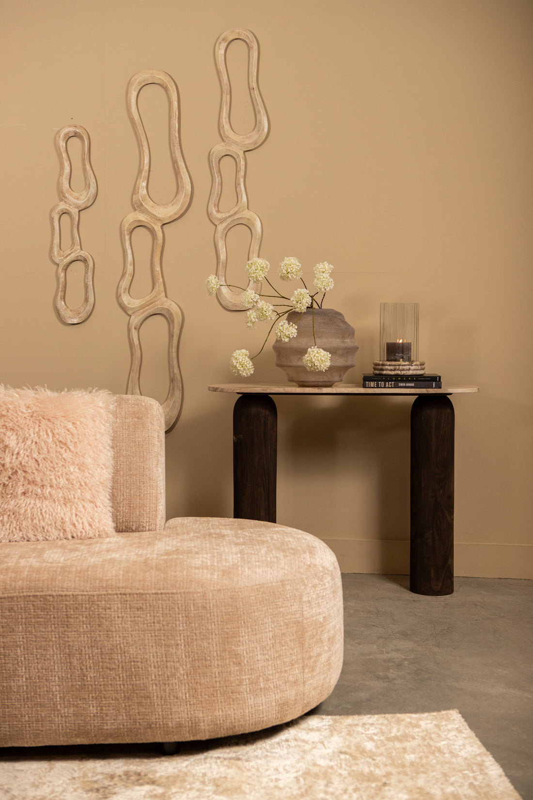 Sidetabel Liora Bruin Mangohout Marmer Ovaal PTMD